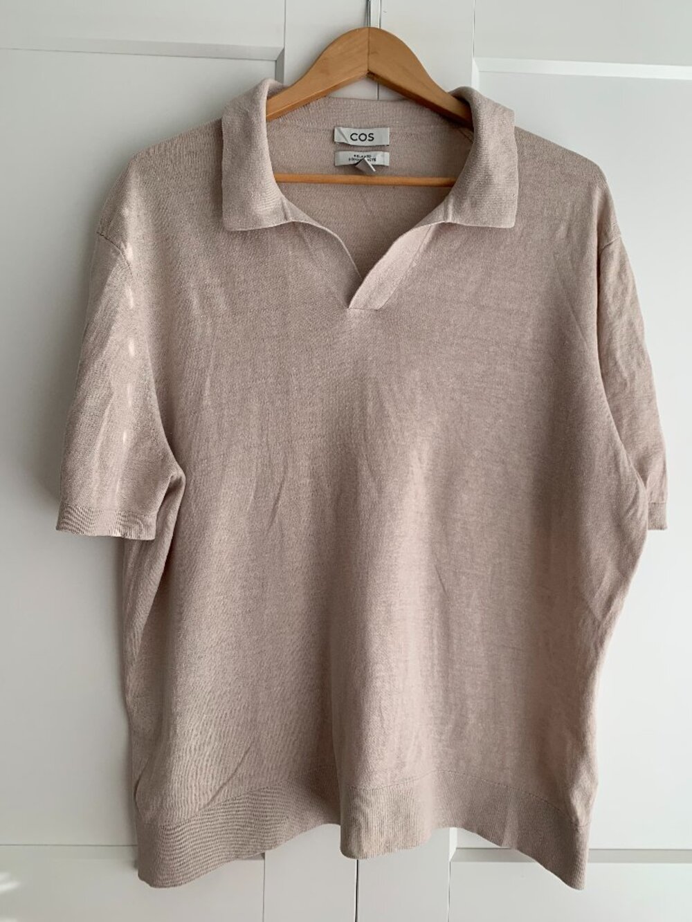 COS Men's POLO shirt Short Sleeve Shirt linen and cotton Relaxed fit size XL